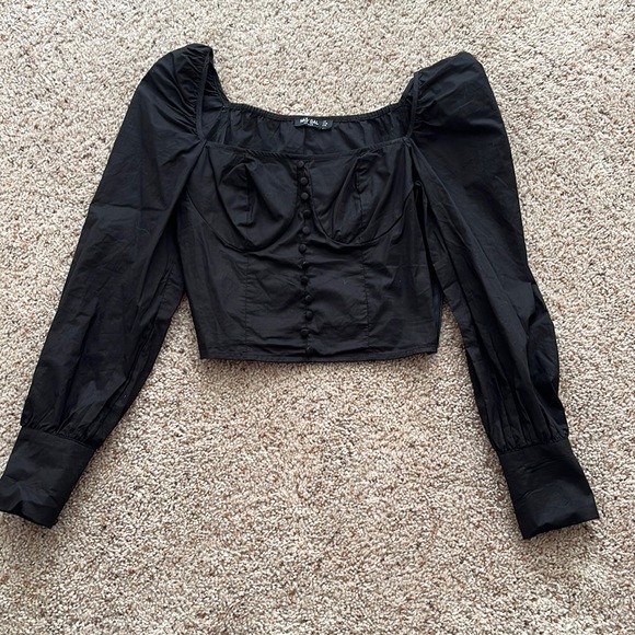 Nasty Gal Black Long Sleeve Top - Picture 2 of 7